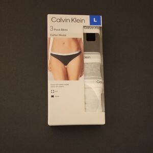 Calvin Klein Bikini Panties, W-Large, 3 pack, Cotton Modal, New Sealed